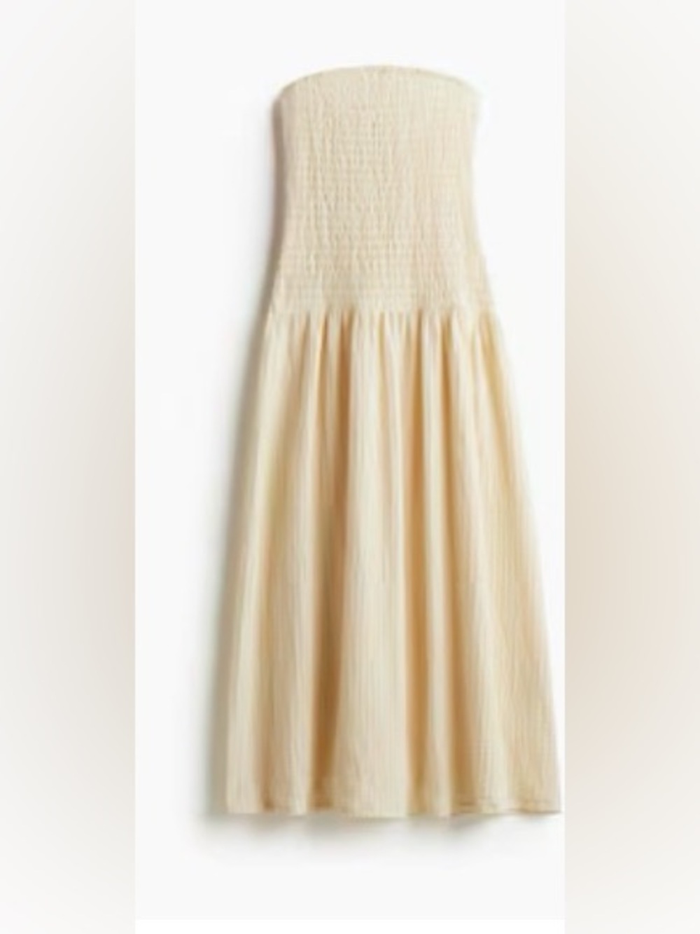 H&M Cream Smocked Bandeau Dress